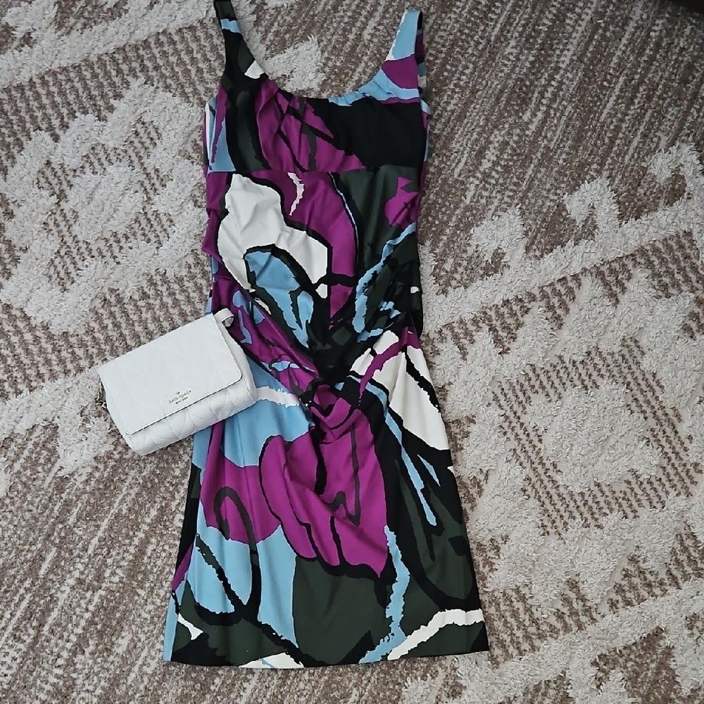 Suzi Chin for Maggy Boutique Abstract Floral Mini Dress - Purple, Blue, Black